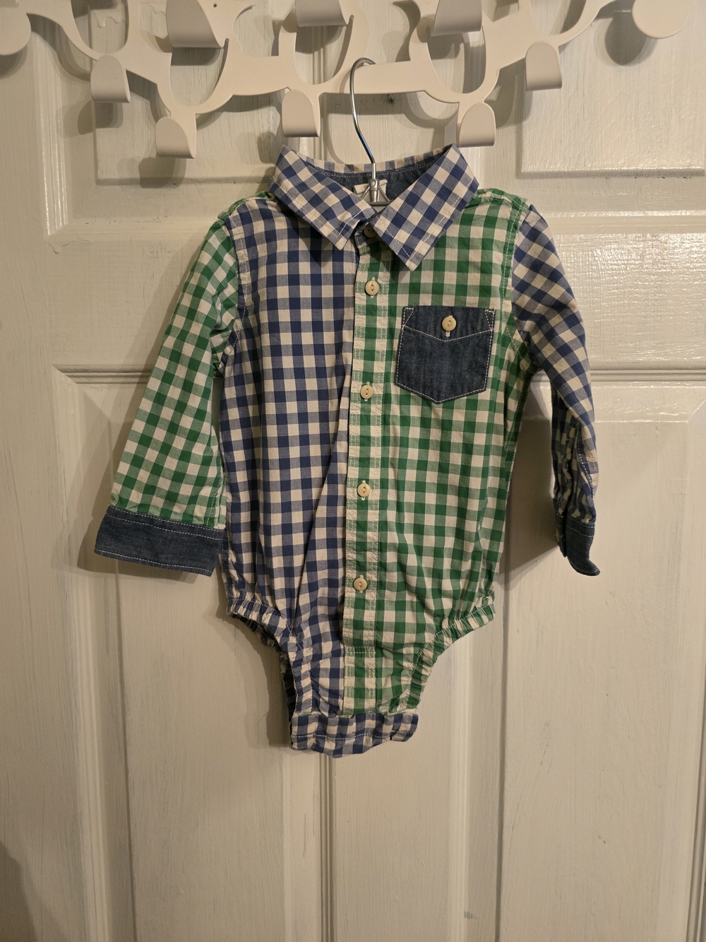 GAP Blue and Green Gingham Baby Button-Up Shirt